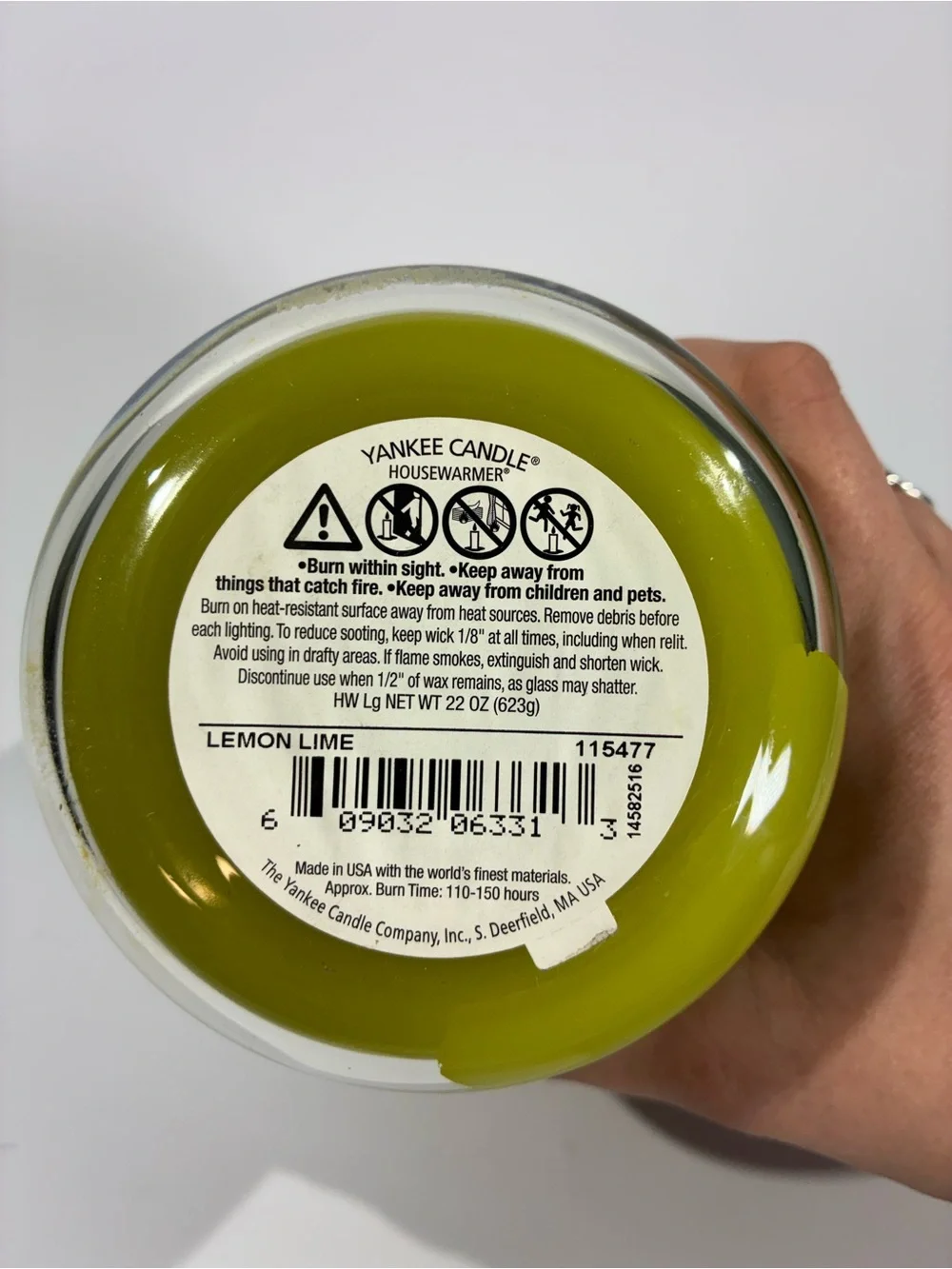 Yankee Candle Lemon Lime 22 Oz Large Jar Retired Vintage Unburned
